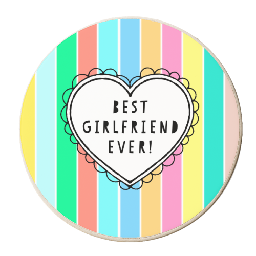 Best Girlfriend Ever Frilly Heart - personalised beer coaster by Adam Regester