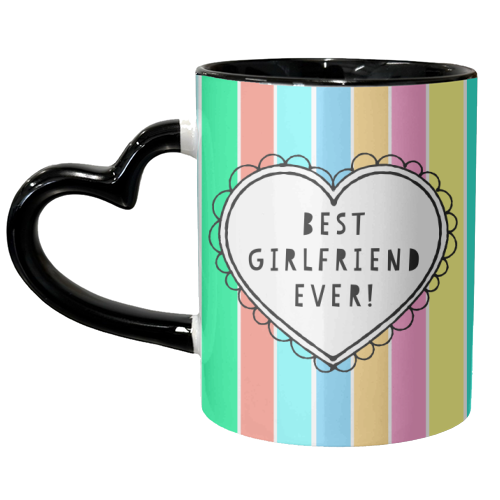 Best Girlfriend Ever Frilly Heart - unique mug by Adam Regester