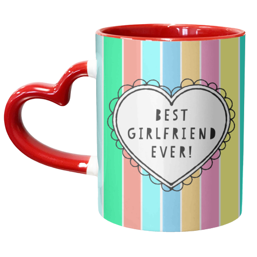 Best Girlfriend Ever Frilly Heart - unique mug by Adam Regester