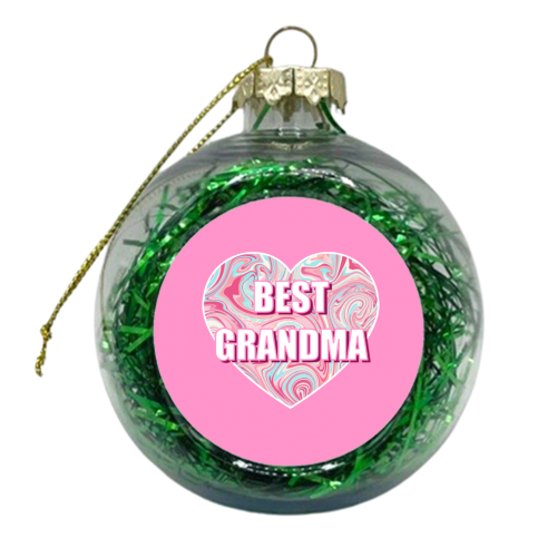 Best Grandma On A Pink Marbled Heart - xmas bauble by Adam Regester