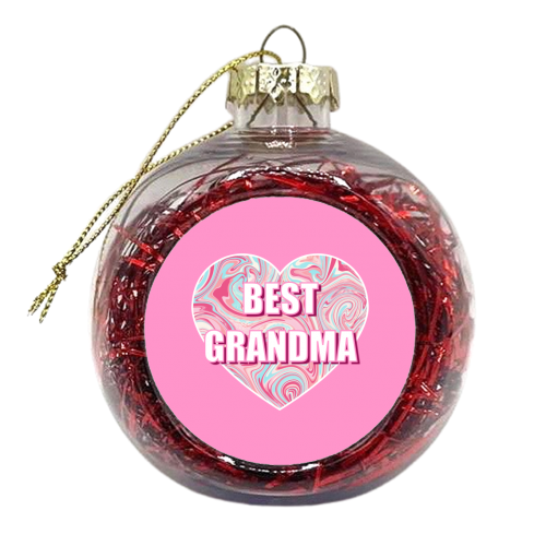 Best Grandma On A Pink Marbled Heart - xmas bauble by Adam Regester