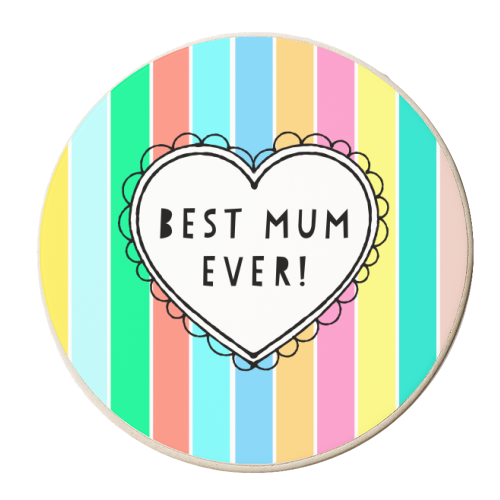 Best Mum Ever Heart On Stripes - personalised beer coaster by Adam Regester
