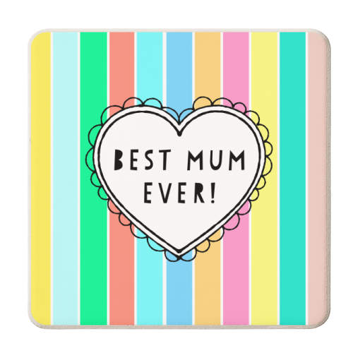 Best Mum Ever Heart On Stripes - personalised beer coaster by Adam Regester