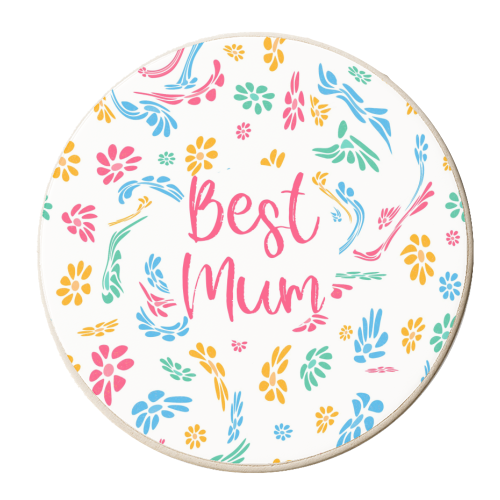 Best Mum Pattern Design - personalised beer coaster by Lisa Wardle