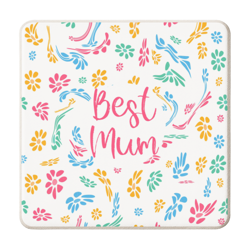 Best Mum Pattern Design - personalised beer coaster by Lisa Wardle