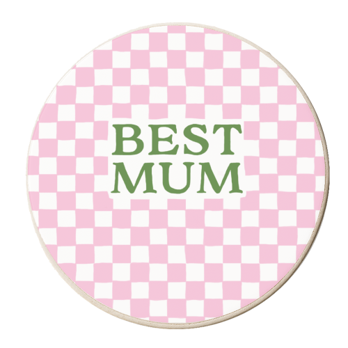 Best Mum - pink squares - personalised beer coaster by The Boy and the Bear