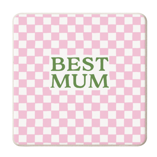 Best Mum - pink squares - personalised beer coaster by The Boy and the Bear
