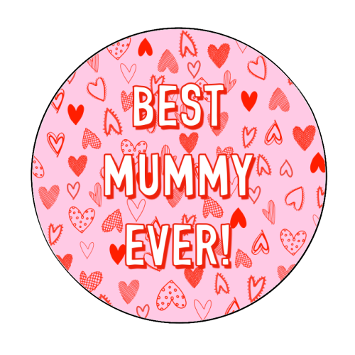 Best Mummy Ever! (heart pattern) - Circle Sticker by Adam Regester