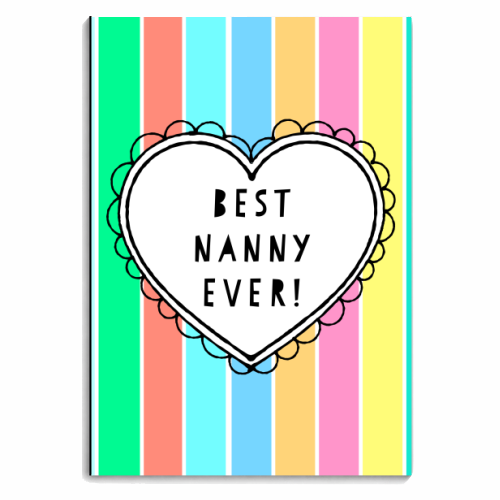 Best Nanny Ever Heart On Bright Pastel Stripes - personalised A4, A5, A6 notebook by Adam Regester