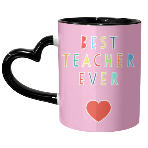 Best Teacher Ever (pink version) - unique mug by Adam Regester