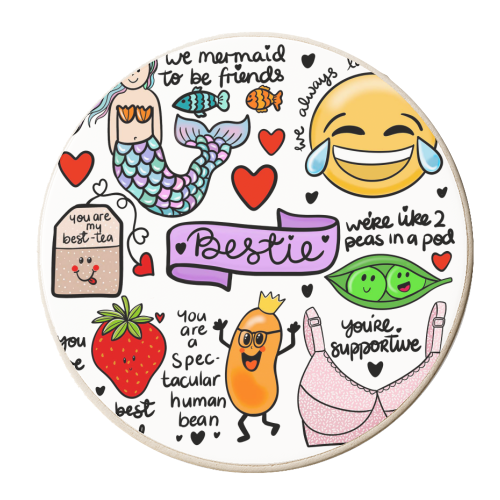 Bestie - personalised beer coaster by PixieDrew