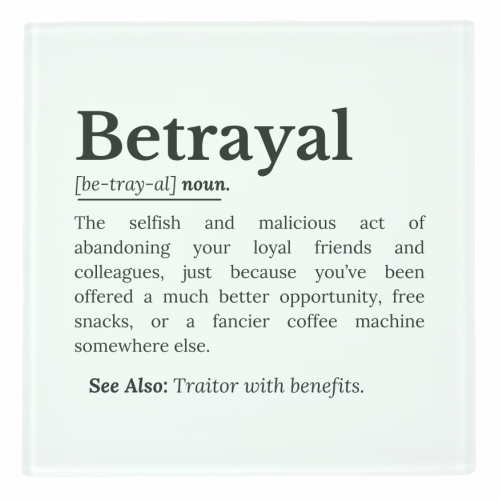 Betrayal Definition Funny Version - personalised beer coaster by timsal shol