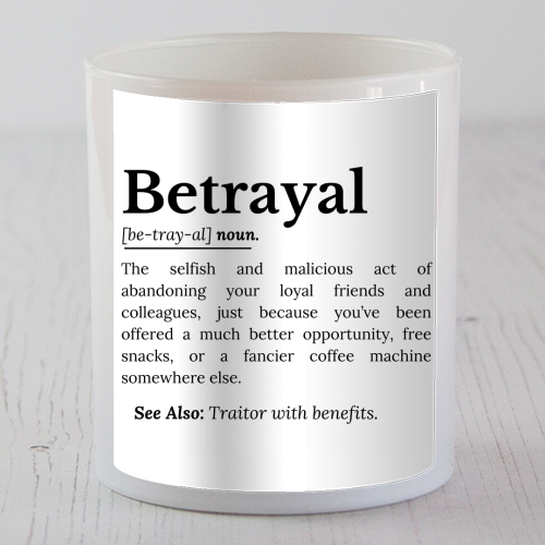 Betrayal Definition Funny Version - scented candle by timsal shol