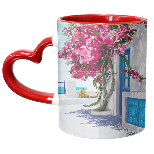 Better days are on their way | Greece Santorini Island Travel | Summer Architecture Positivity - unique mug by Uma Prabhakar Gokhale