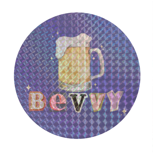 Bevvy!! - Circle Sticker by The Yellow Box