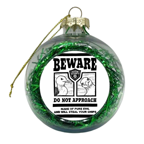 Beware the Evil Seagulls - xmas bauble by Vicky Day