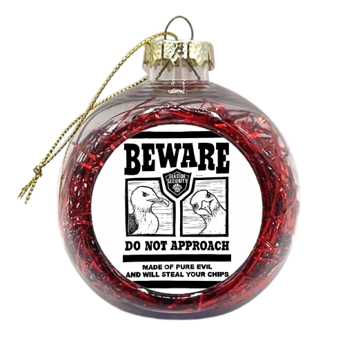 Beware the Evil Seagulls - xmas bauble by Vicky Day