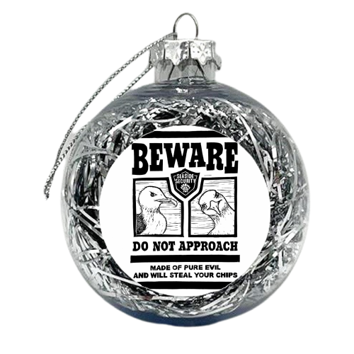Beware the Evil Seagulls - xmas bauble by Vicky Day