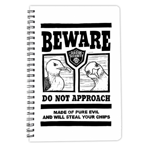 Beware the Evil Seagulls - personalised A4, A5, A6 notebook by Vicky Day