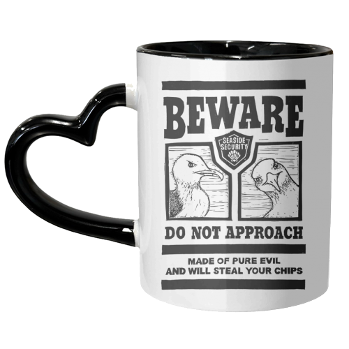 Beware the Evil Seagulls - unique mug by Vicky Day