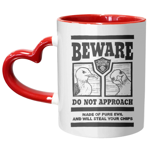 Beware the Evil Seagulls - unique mug by Vicky Day