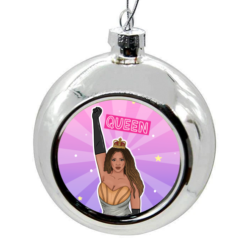 Beyoncé Queen - colourful christmas bauble by Loren Grosvenor