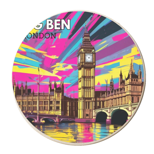 BIG BEN colour burst sky - personalised beer coaster by AP