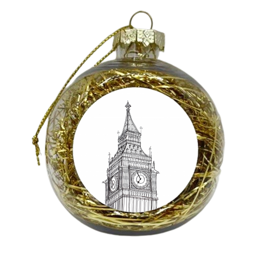 Big Ben Drawing - xmas bauble by Adam Regester