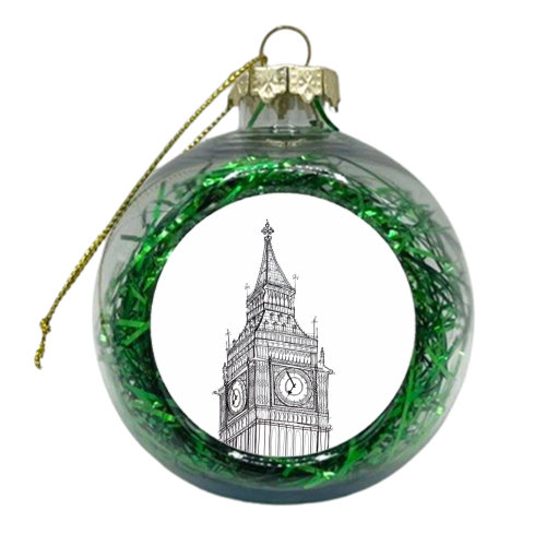 Big Ben Drawing - xmas bauble by Adam Regester