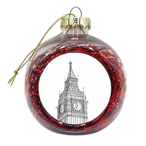 Big Ben Drawing - xmas bauble by Adam Regester