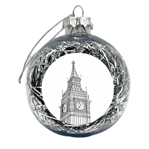 Big Ben Drawing - xmas bauble by Adam Regester