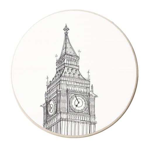 Big Ben Drawing - personalised beer coaster by Adam Regester