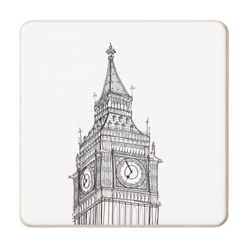 Big Ben Drawing - personalised beer coaster by Adam Regester