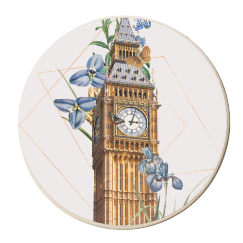Big ben in bloom - personalised beer coaster by Larissa Grace