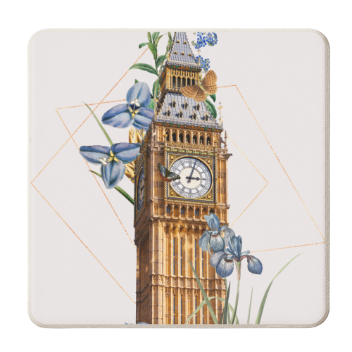 Big ben in bloom - personalised beer coaster by Larissa Grace