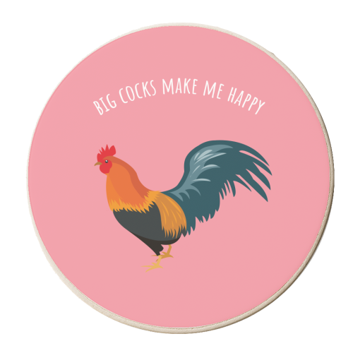 Big Cocks Make Me Happy - personalised beer coaster by Laura Lonsdale