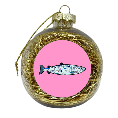 Big Fish On Pink - xmas bauble by Adam Regester