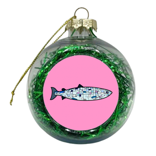 Big Fish On Pink - xmas bauble by Adam Regester
