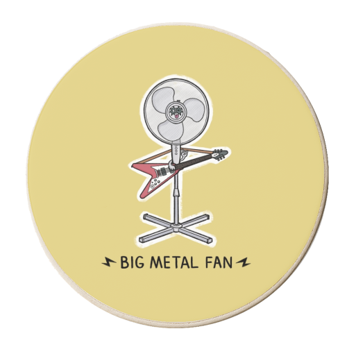 Big Metal Fan - personalised beer coaster by Carl Batterbee