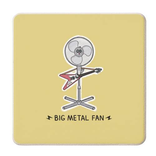 Big Metal Fan - personalised beer coaster by Carl Batterbee
