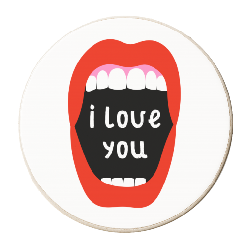Big Mouth - I Love You - personalised beer coaster by Adam Regester