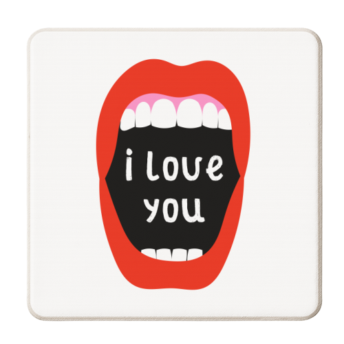 Big Mouth - I Love You - personalised beer coaster by Adam Regester