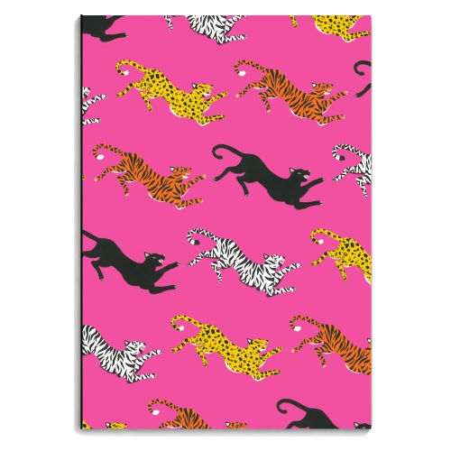Big Pink Cat Pattern - personalised A4, A5, A6 notebook by Yazmin Brooks