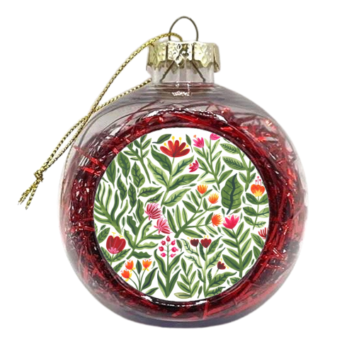 Big Red Florals - xmas bauble by Samantha Dolan