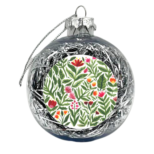 Big Red Florals - xmas bauble by Samantha Dolan