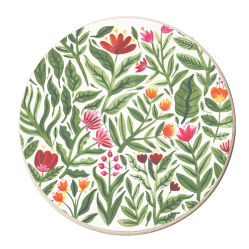 Big Red Florals - personalised beer coaster by Samantha Dolan