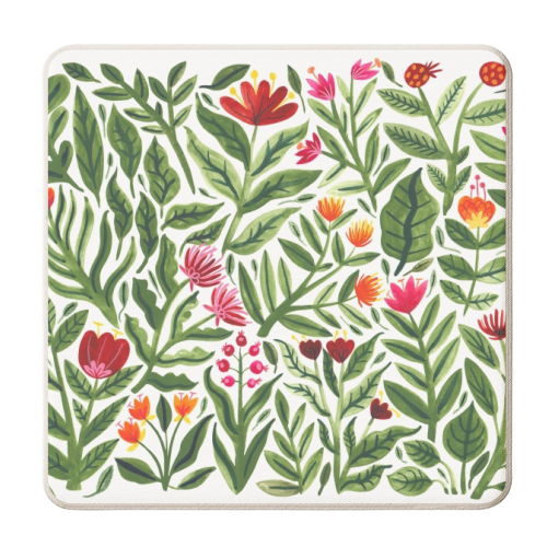 Big Red Florals - personalised beer coaster by Samantha Dolan