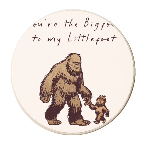 Bigfoot Littlefoot Artwork - personalised beer coaster by Lisa Wardle