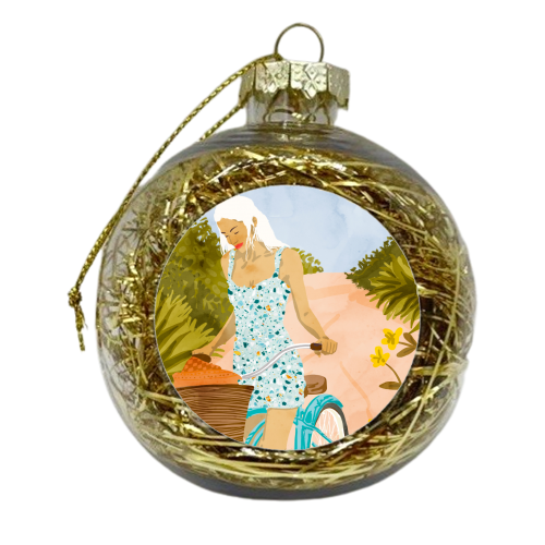 Biking In The Woods - xmas bauble by Uma Prabhakar Gokhale