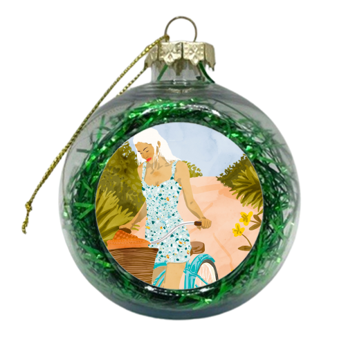 Biking In The Woods - xmas bauble by Uma Prabhakar Gokhale